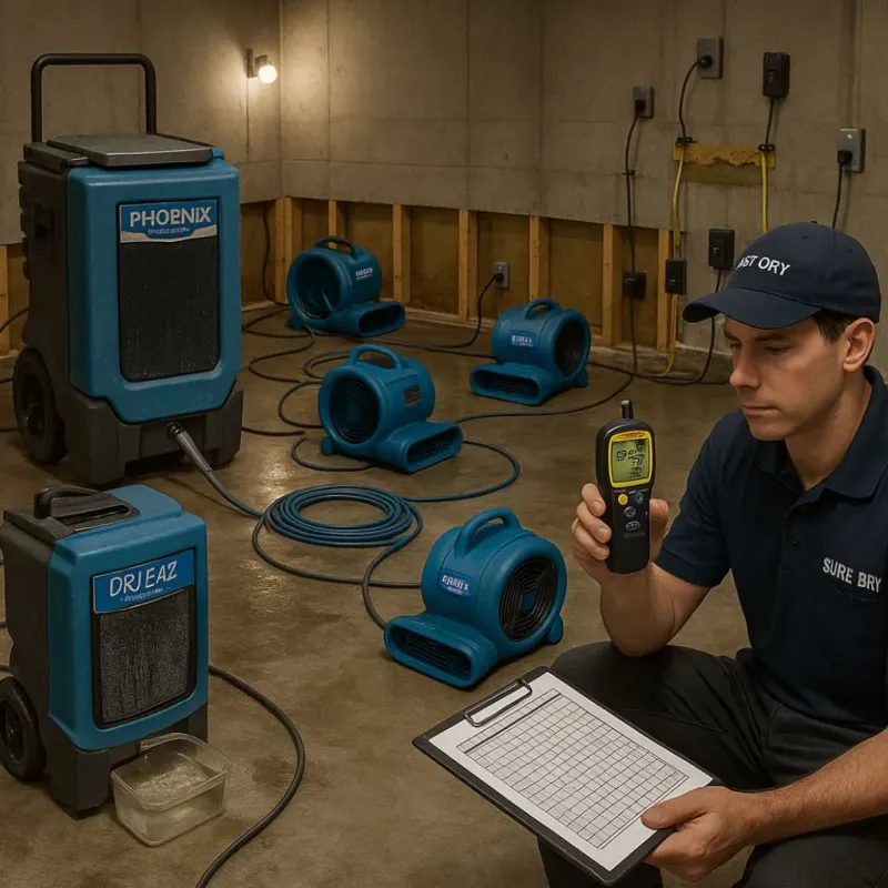 Structural Drying and Dehumidification process in Brookshire, TX